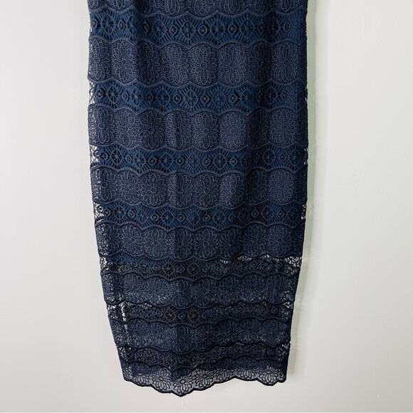 Betsey Johnson blue lace floral evening wedding party holiday midi dress 6 - Picture 3 of 8